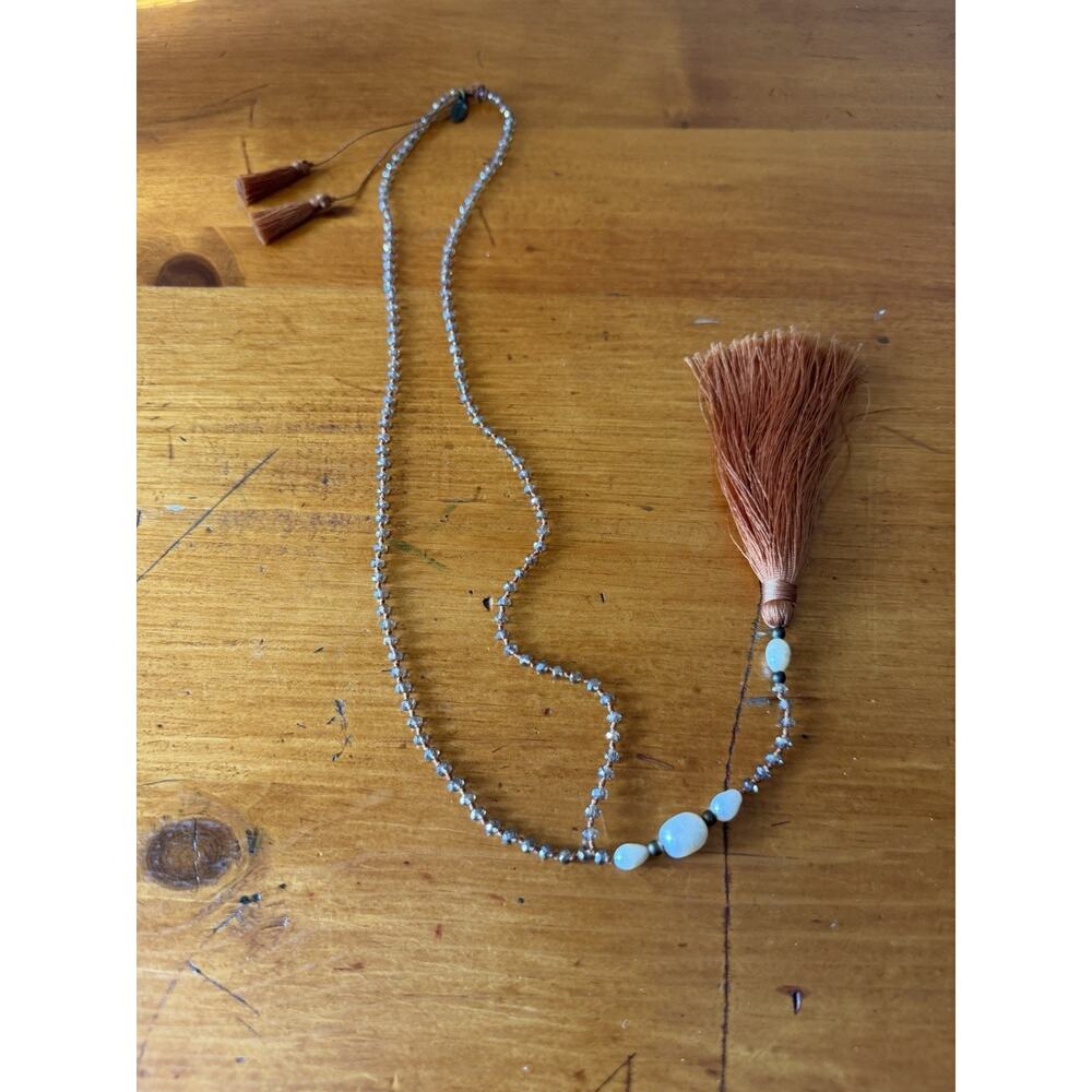 Zacasha Tassel Necklace Boho Beaded Statement Pendant Artisan Jewelry Handmade
